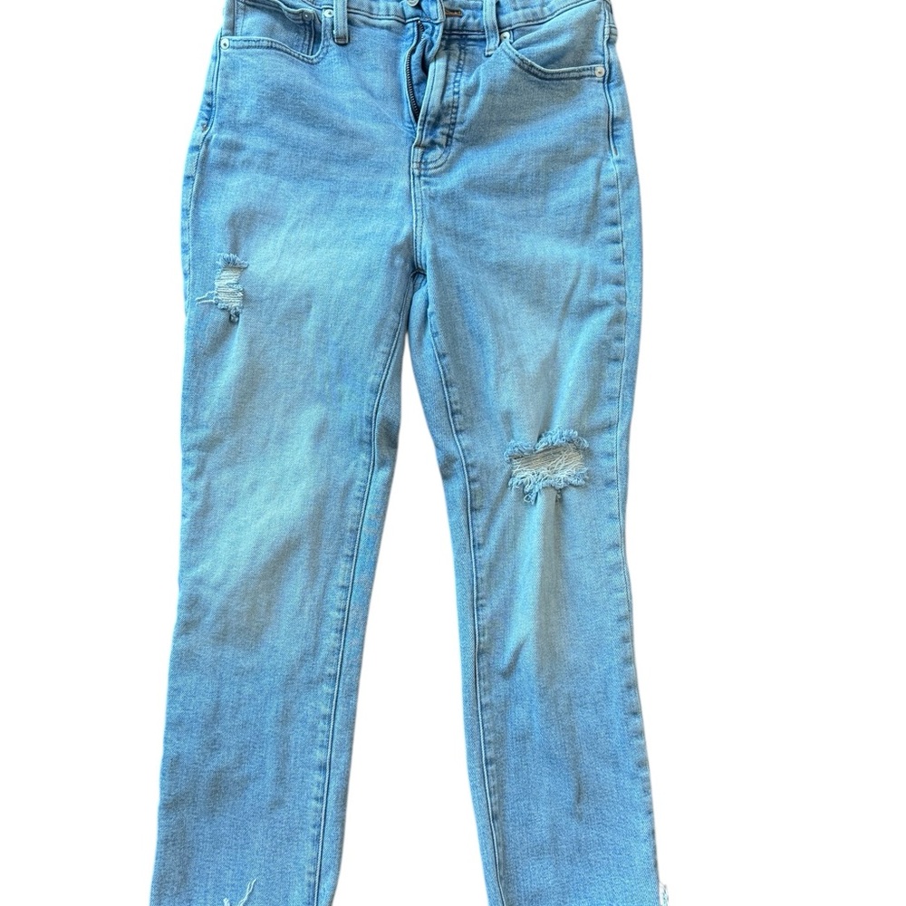 Madewell Light Blue Distressed Straight Leg Jeans